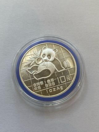 Moneda Panda China Plata 1989 1 Onza