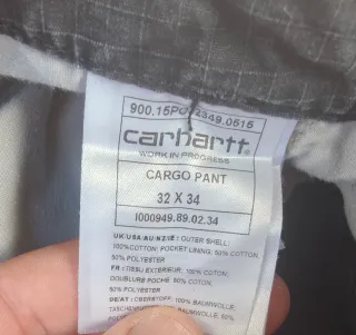 Carhartt Cargo Carpenter-Jeans Baggy W32 L34 Nero