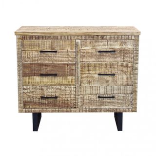 Cassettiera 6 Cassetti Legno e Metallo 100cm Nero