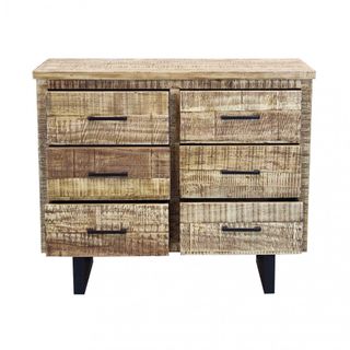 Cassettiera 6 Cassetti Legno e Metallo 100cm Nero