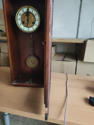 Reloj de Pared Antiguo Madera y Cristal