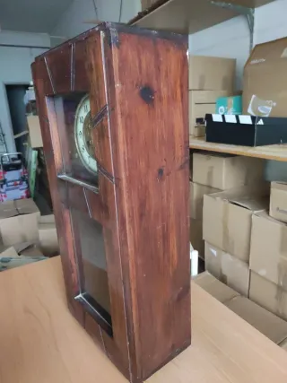 Reloj de Pared Antiguo Madera y Cristal