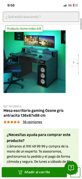 Escritorio Gaming Gris