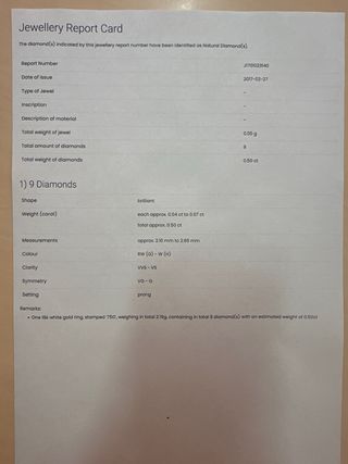 Anillo de diamantes oro blanco 18k