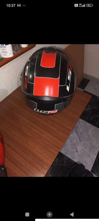 Casco Moto LS2 Negro y Rojo