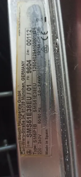 Despiece Lavavajillas Bosch Serie 4 SMS51E38EU/01