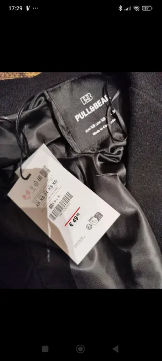 Abrigo paño Pull&Bear Negro Talla M