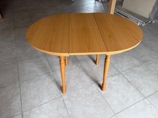 Mesa redonda extensible madera y cristal