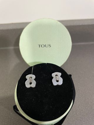 Pendientes Tous Oso Plata Blanco