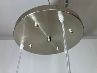Lampadario metallo nickel/vetri bianchi