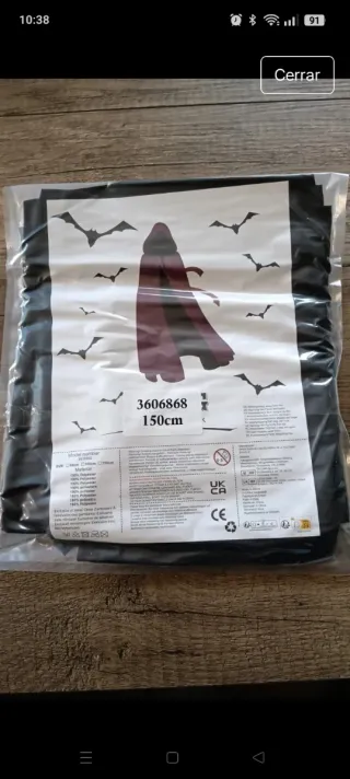Capa con capucha 150cm.Precintado