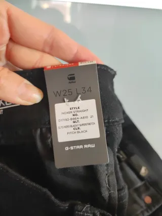 G-Star RAW Mujer Talla 25W / 34L Negro NUEVO