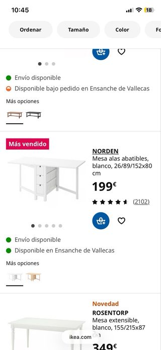 Mesa plegable blanca con cajones