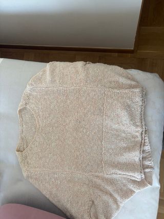 Poncho rosa y beige talla única