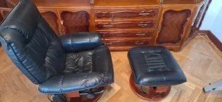 2 Sillones Reclinables Masaje Calor Cuero Negro