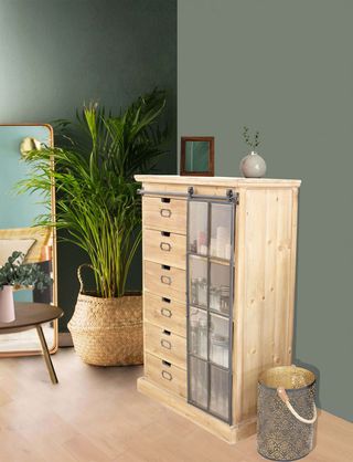 Cassettiera 6 Cassetti Legno e Metallo 123 cm