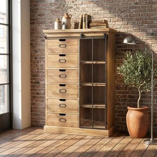 Cassettiera 6 Cassetti Legno e Metallo 123 cm