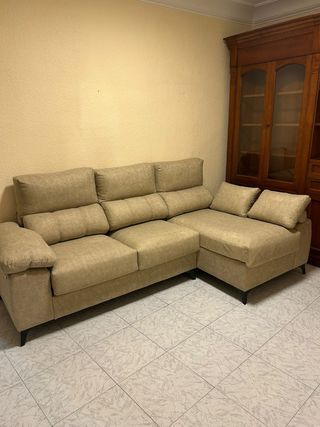 Sofá Chaiselongue Beige Tela
