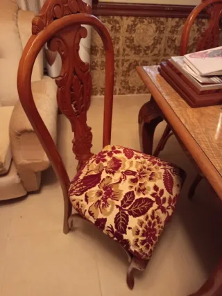 6 Sillas de Comedor Madera y Tela