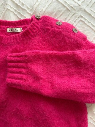 Jersey fucsia botones joya talla única