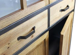 Credenza Industrial Acciaio e Legno Marrone e Nero
