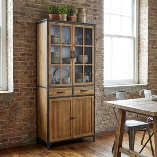 Credenza Industrial Acciaio e Legno Marrone e Nero