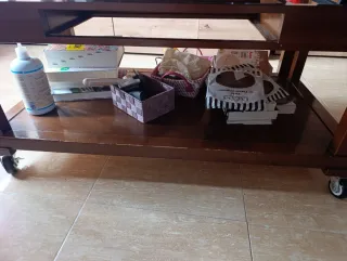 Mesa auxiliar madera maciza pino marrón