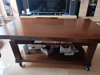 Mesa auxiliar madera maciza pino marrón