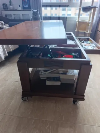 Mesa auxiliar madera maciza pino marrón