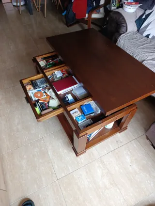 Mesa auxiliar madera maciza pino marrón