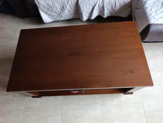 Mesa auxiliar madera maciza pino marrón