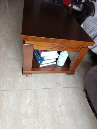 Mesa auxiliar madera maciza pino marrón