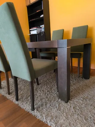 Mesa comedor extensible MIKONOS roble y 4 sillas