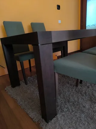 Mesa comedor extensible MIKONOS roble y 4 sillas