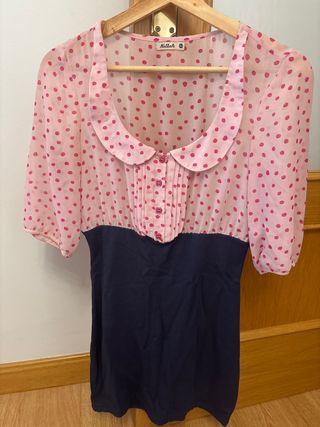 Vestido Killah lunares rosa y azul marino Talla M