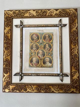 Cuadro Papas S. XIX Marco Dorado