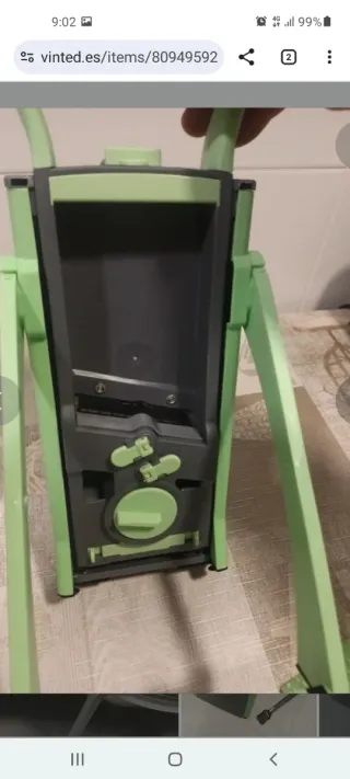 Mandolina de cocina verde y gris