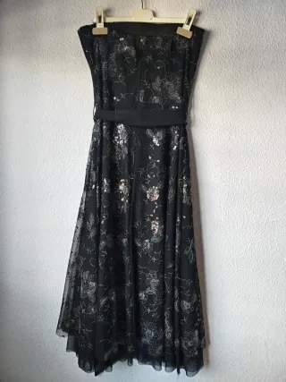 Vestido fiesta negro lentejuelas talla 42
