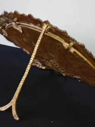 Espejo Vintage Abanico Metal Dorado