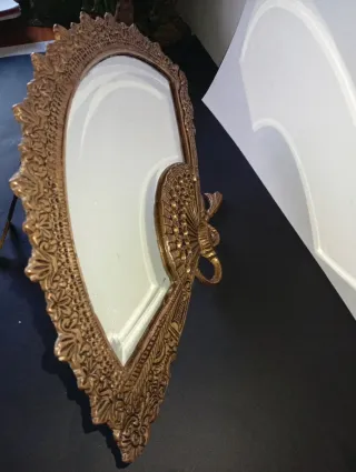 Espejo Vintage Abanico Metal Dorado