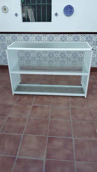 Mostrador aluminio y cristal 2 estantes