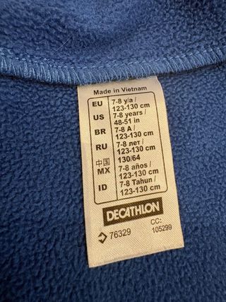 Cortavientos Quechua Talla 7-8 Polar y Gorro