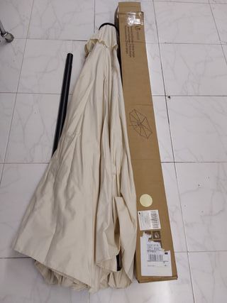 VOUNOT 270 cm Sombrilla Playa Grande, Parasol Terraza Inclinable con Manivela, Protección UV para Patio, Jardín, Piscina, Exteri