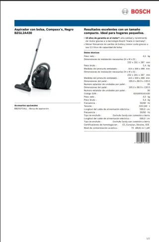 Aspiradora Bosch Compaxx'x 600W