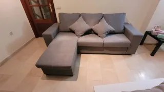 Sofá chaise longue gris 220cm