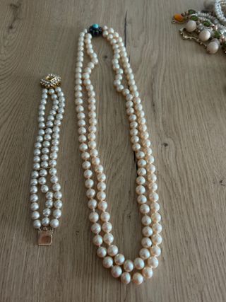 Conjunto Perlas Vintage Pulsera y Collar