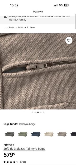 Sofá 3 plazas IKEA EKTORP beige