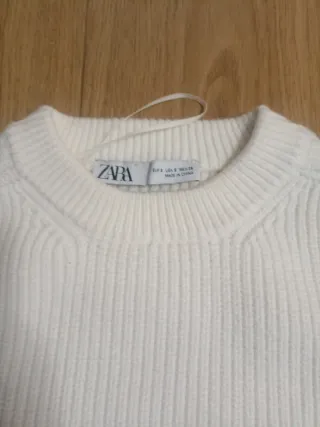 Jersey Zara Blanco Manga Larga