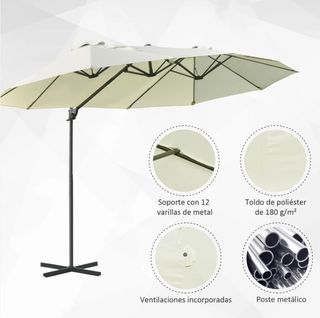 Sombrilla Doble Beige/Blanca 270x445x260cm