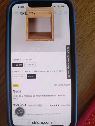 Mesita de noche flotante madera